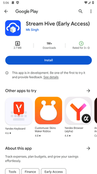 Android.Subscription.23 — приложение Stream Hive в Google Play